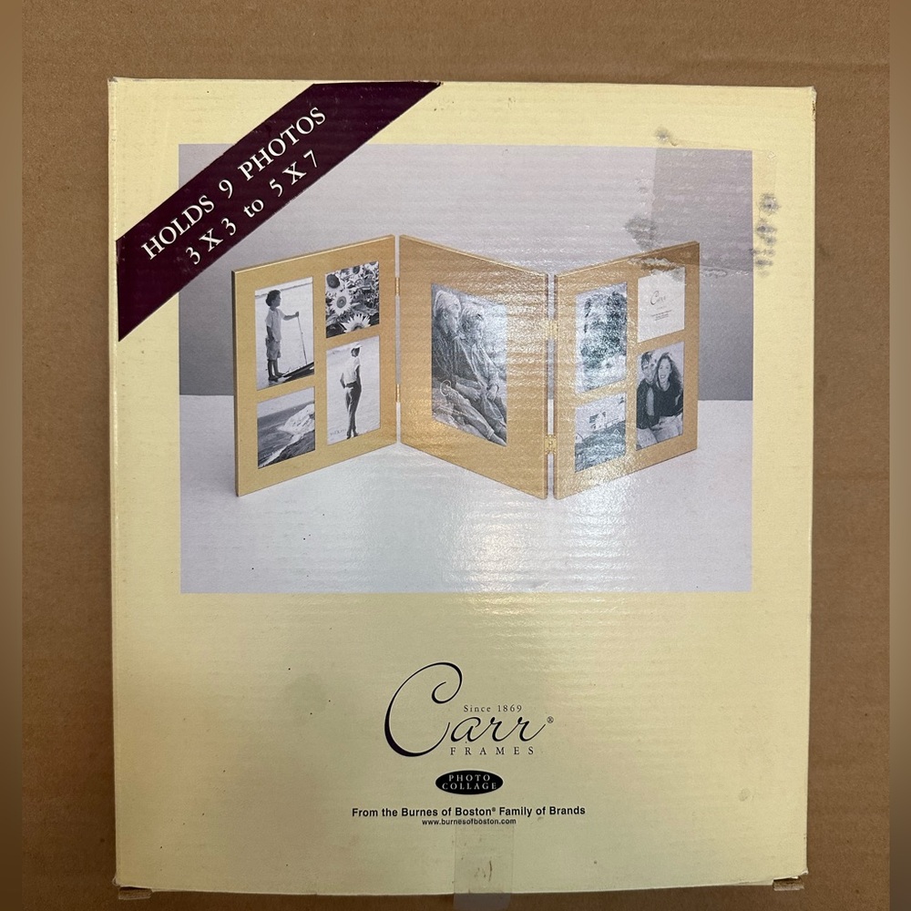 Vintage Robinsons May silver frame holds nine photos (New)